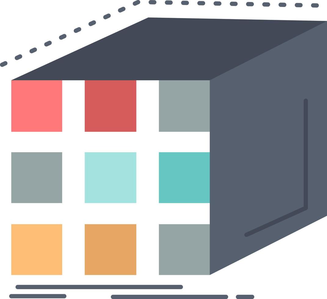 abstrakter Aggregationswürfel dimensionale Matrix flacher Farbsymbolvektor vektor