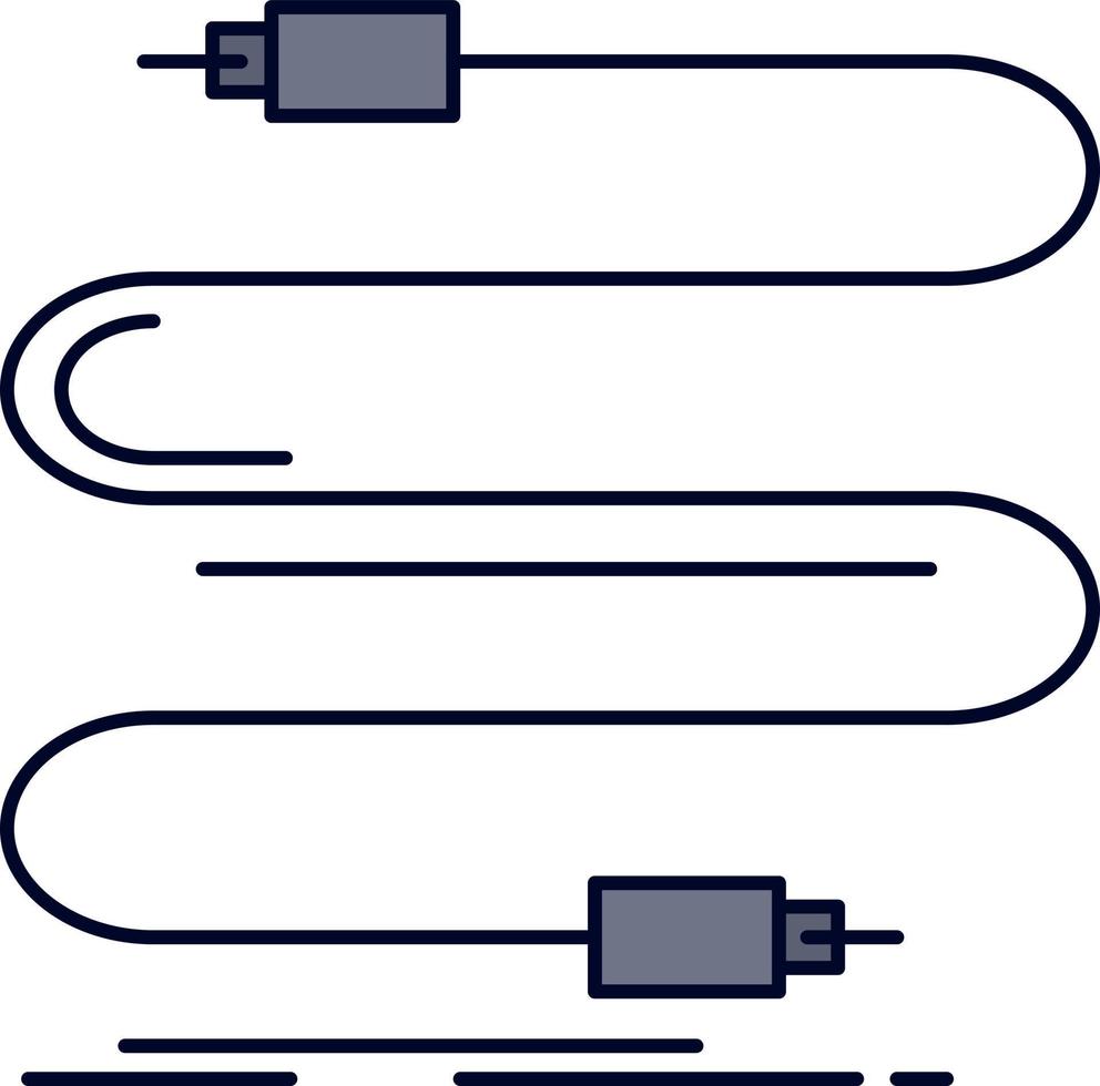 audio kabel- sladd ljud tråd platt Färg ikon vektor