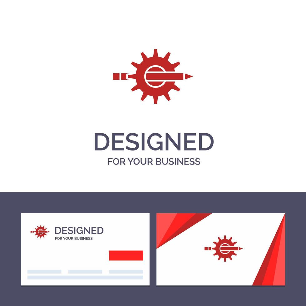 kreativ företag kort och logotyp mall innehåll skrivning design utveckling redskap produktion vektor illustration