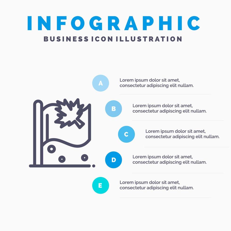 flagga kanada blad tecken linje ikon med 5 steg presentation infographics bakgrund vektor