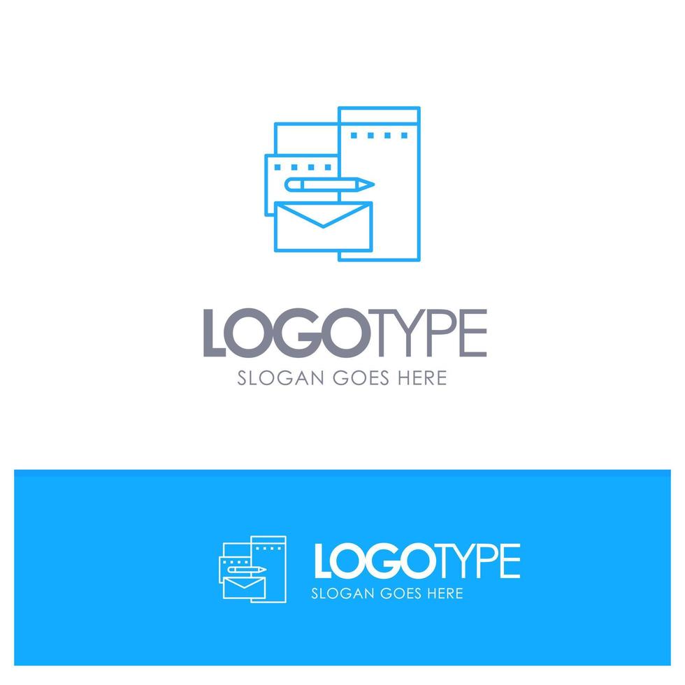 reklam branding identitet företags- blå översikt logotyp med plats för Tagline vektor