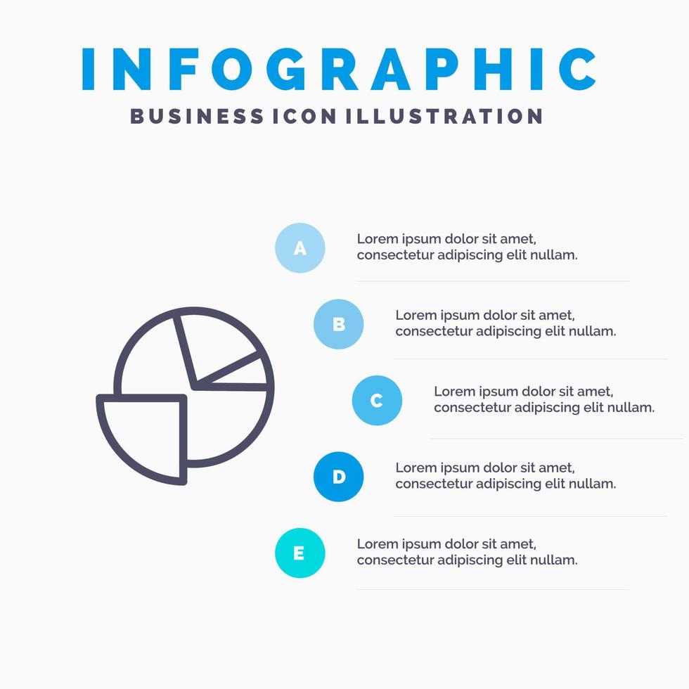 Analytics-Diagramm Kreisdiagramm Liniensymbol mit 5 Schritten Präsentation Infografiken Hintergrund vektor