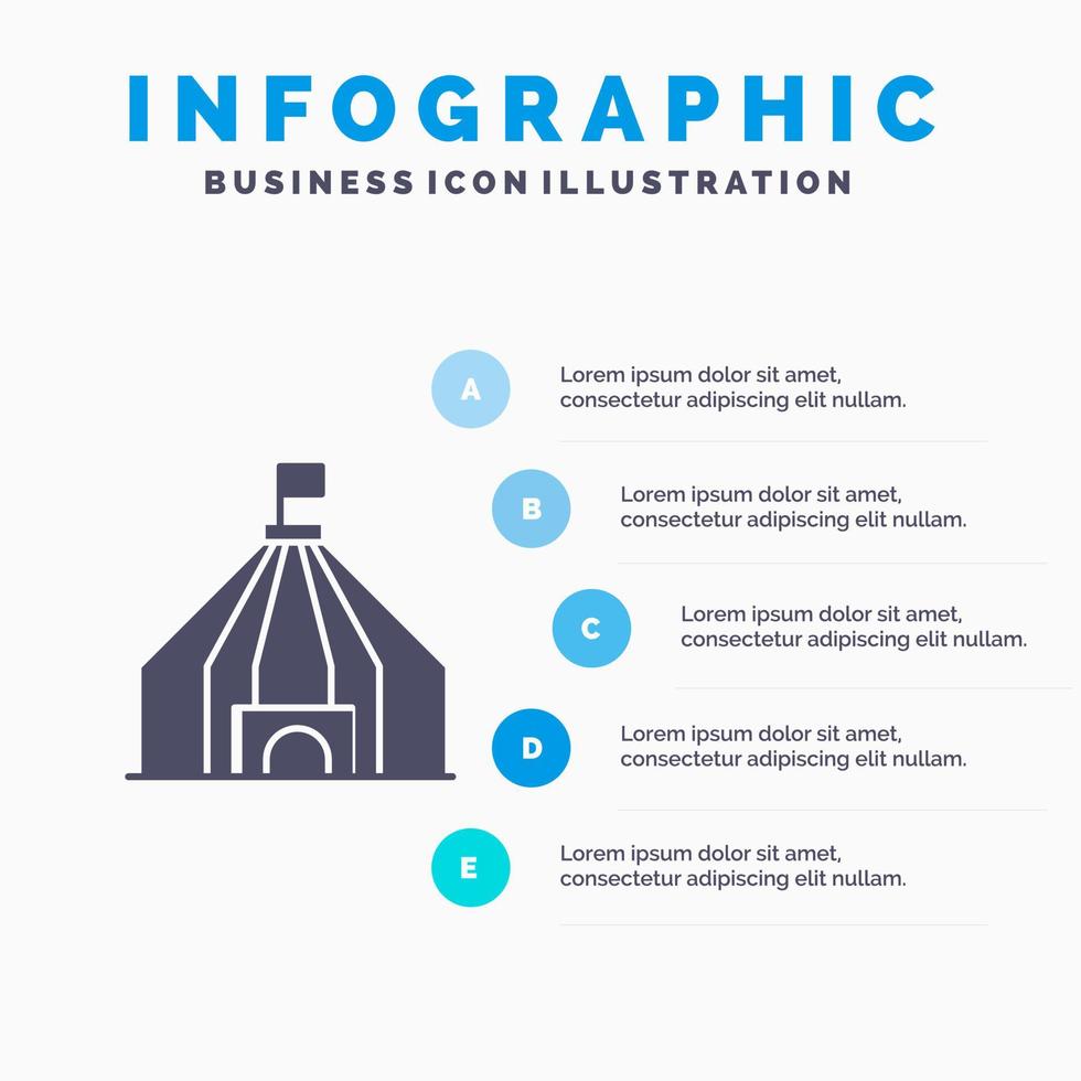 zelt zirkus infografiken präsentationsvorlage 5 schritte präsentation vektor