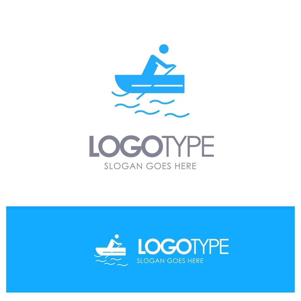 Boot Rudertraining Wasser blaues festes Logo mit Platz für Slogan vektor