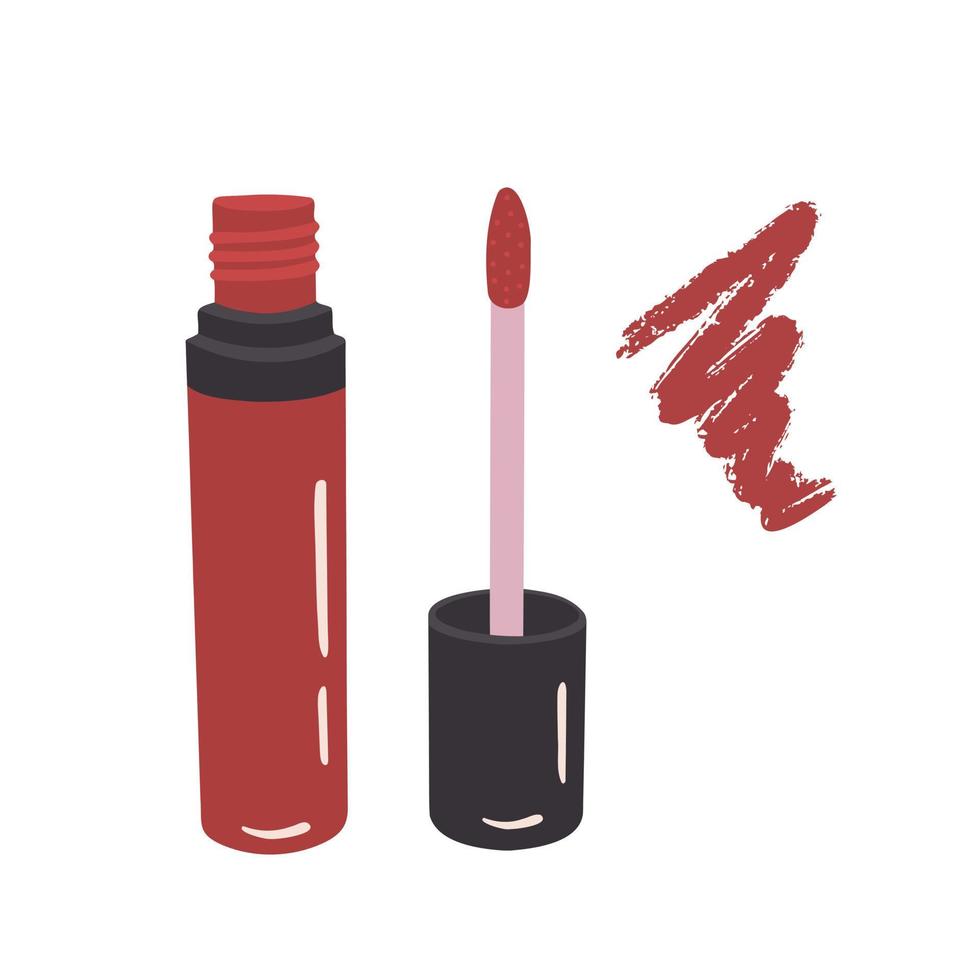 Flüssiger Lippenstift, Glanz. Illustration für Druck, Hintergründe, Umschläge und Verpackungen. Bild kann für Grußkarten, Poster, Aufkleber und Textilien verwendet werden. isoliert auf weißem Hintergrund. vektor