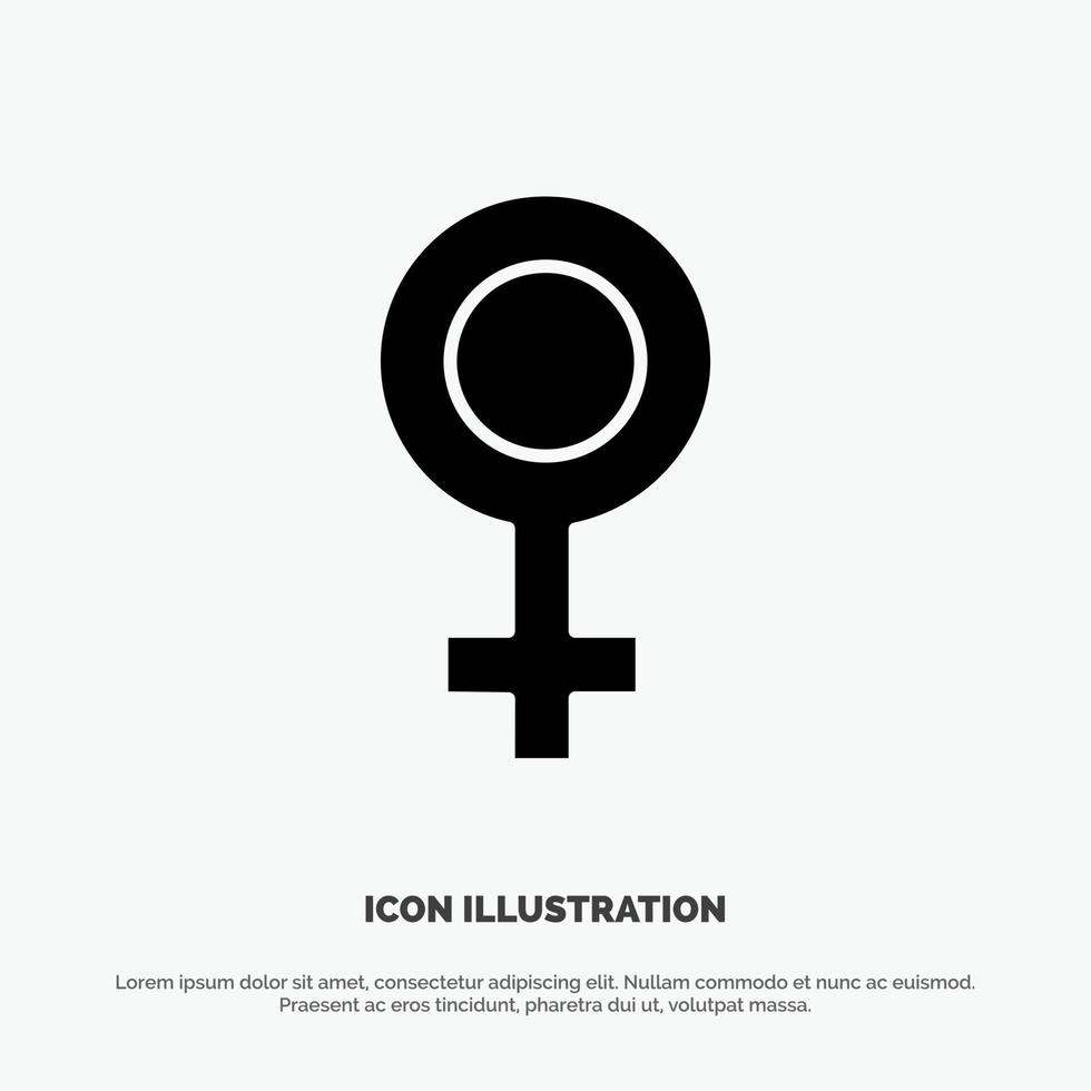 kvinna symbol kön fast svart glyf ikon vektor
