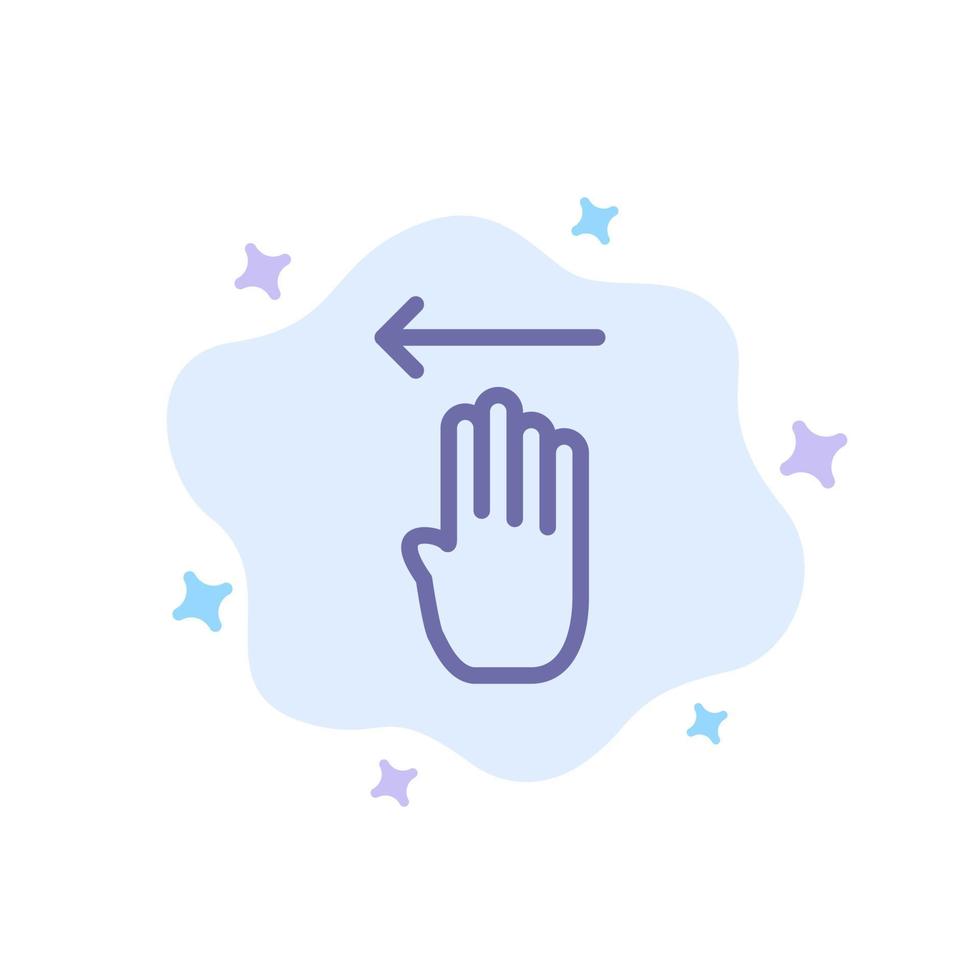 finger fyra gest vänster blå ikon på abstrakt moln bakgrund vektor