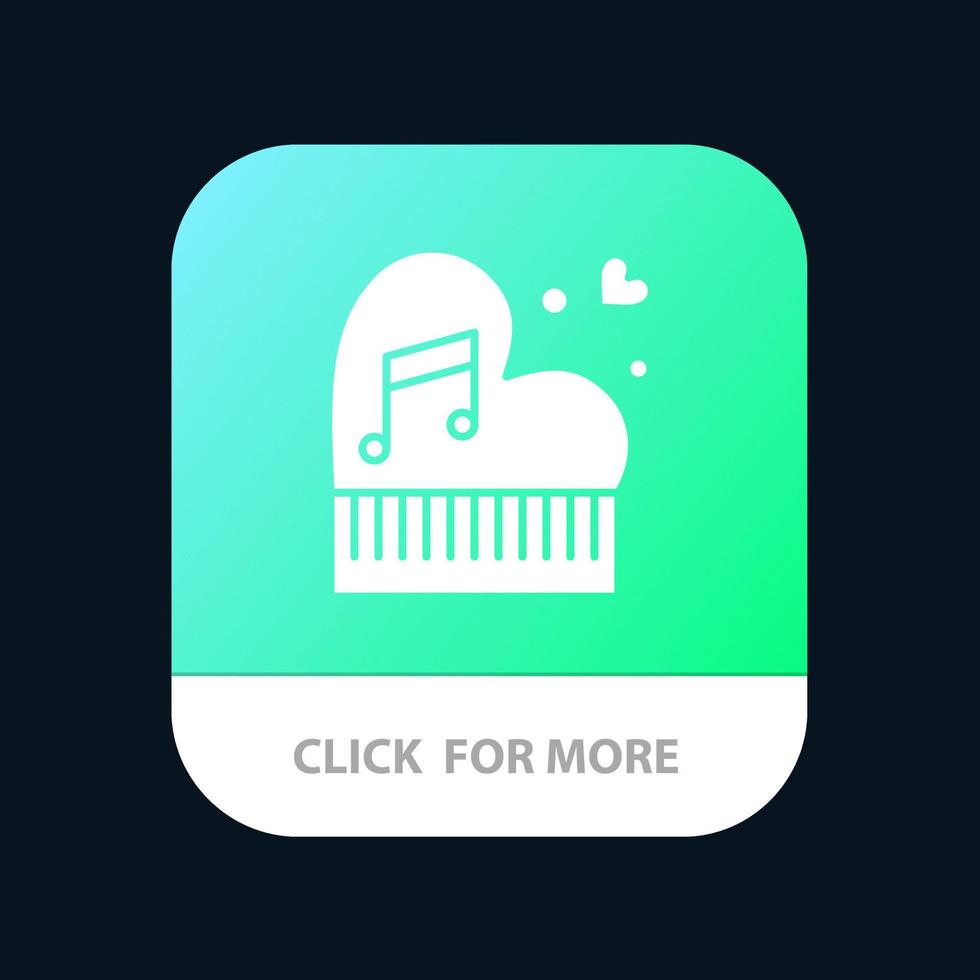 klassisk kärlek äktenskap passionen piano valentine bröllop mobil app knapp android och ios glyf version vektor