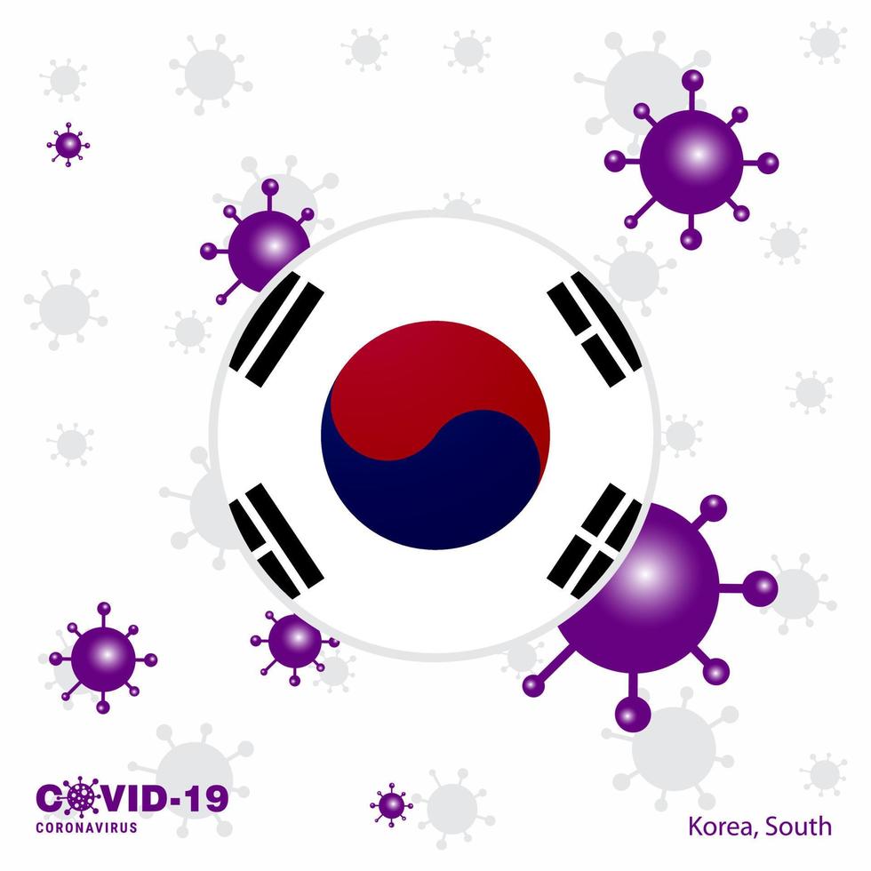 be för korea söder covid19 coronavirus typografi flagga stanna kvar Hem stanna kvar friska ta vård av din egen hälsa vektor