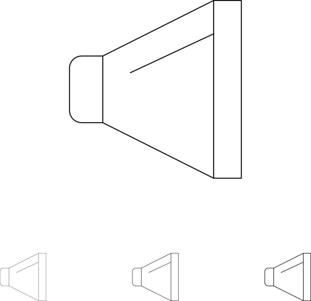Ton Lautsprecherlautstärke Fett und dünne schwarze Linie Symbolsatz vektor