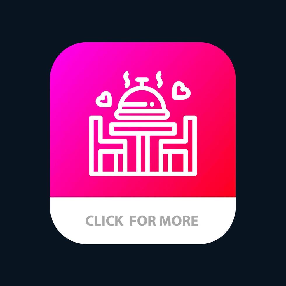 middag kärlek bröllop tallrik mobil app knapp android och ios linje version vektor