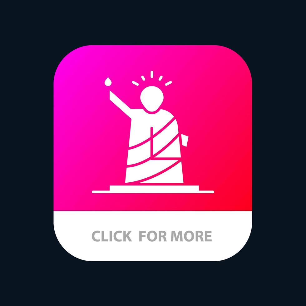 Wahrzeichen Freiheit der Statue USA Mobile App-Schaltfläche Android- und iOS-Glyph-Version vektor