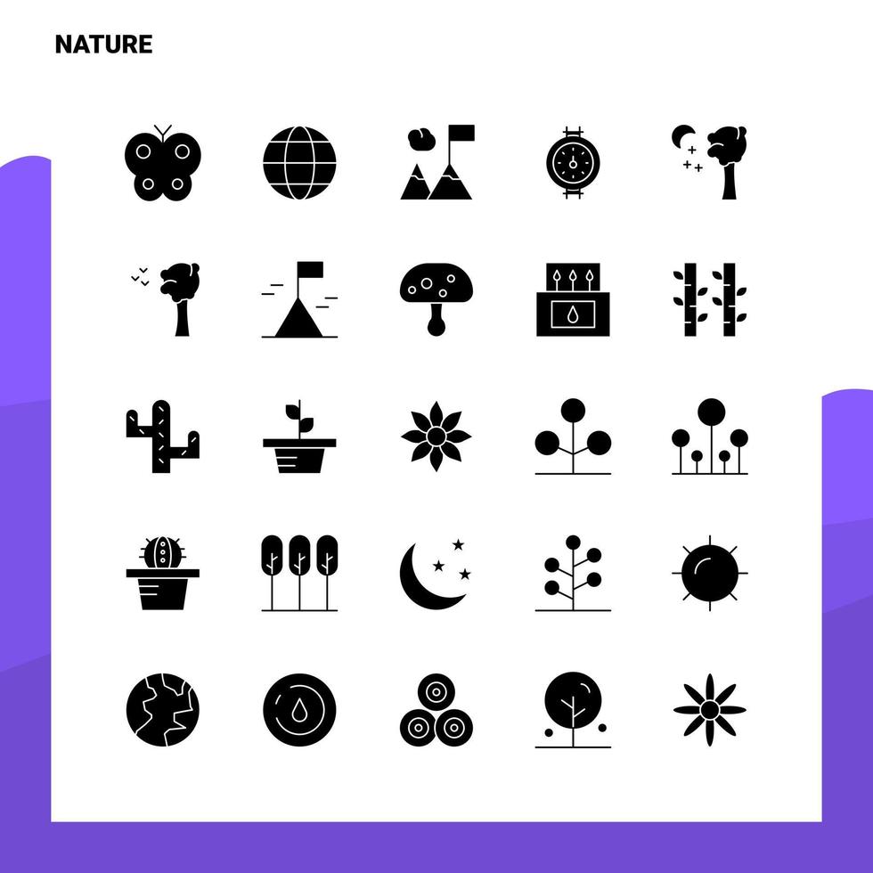 25 Natur-Icon-Set solide Glyphen-Icon-Vektor-Illustrationsvorlage für Web- und mobile Ideen für Unternehmen vektor