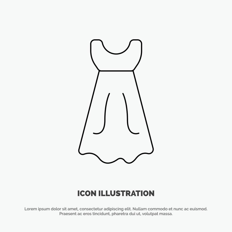 Kleid Mädchen Hochzeit Vektor Liniensymbol