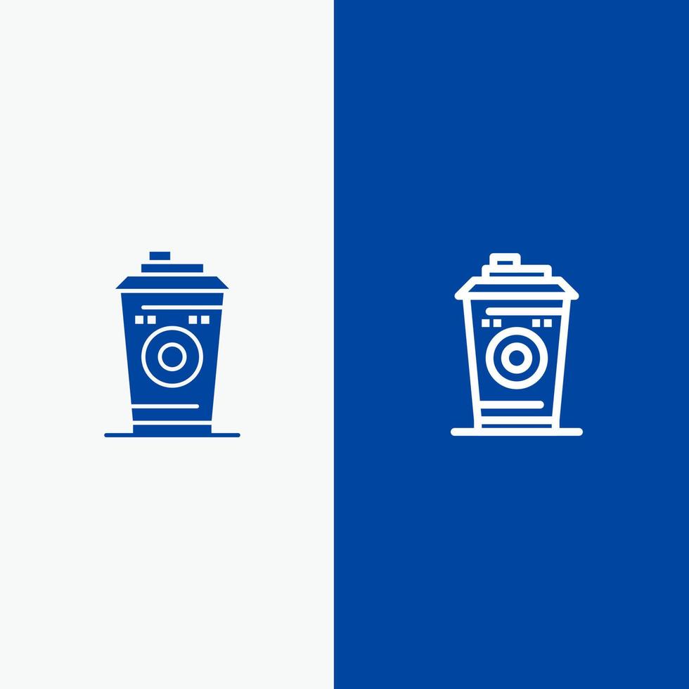 Kaffeebecher Starbucks schwarzer Kaffee Linie und Glyphe solides Symbol blaues Banner Linie und Glyphe solides Symbol blaues Banner vektor