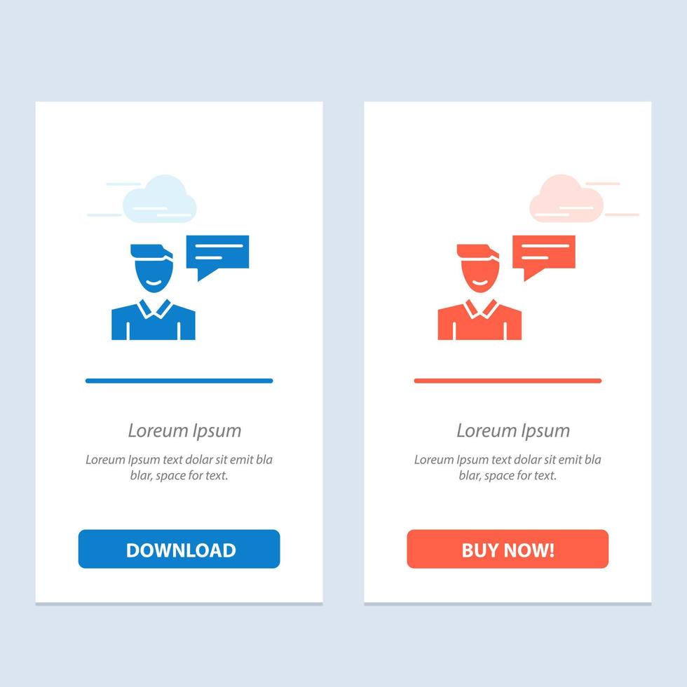 Chat-Nachricht Popup-Mann Konversation blau und rot Laden Sie jetzt herunter und kaufen Sie die Web-Widget-Kartenvorlage vektor