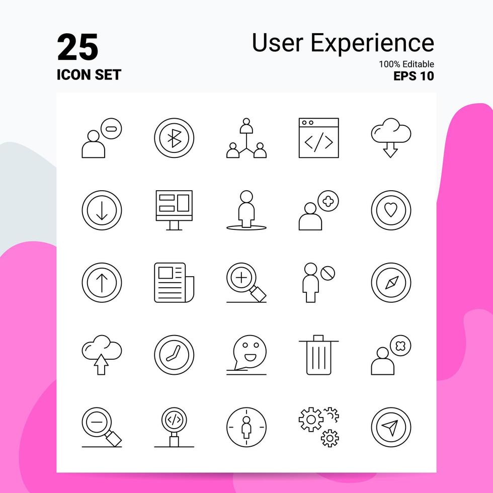 25 User Experience Icon Set 100 bearbeitbare Eps 10 Dateien Business Logo Konzept Ideen Line Icon Design vektor