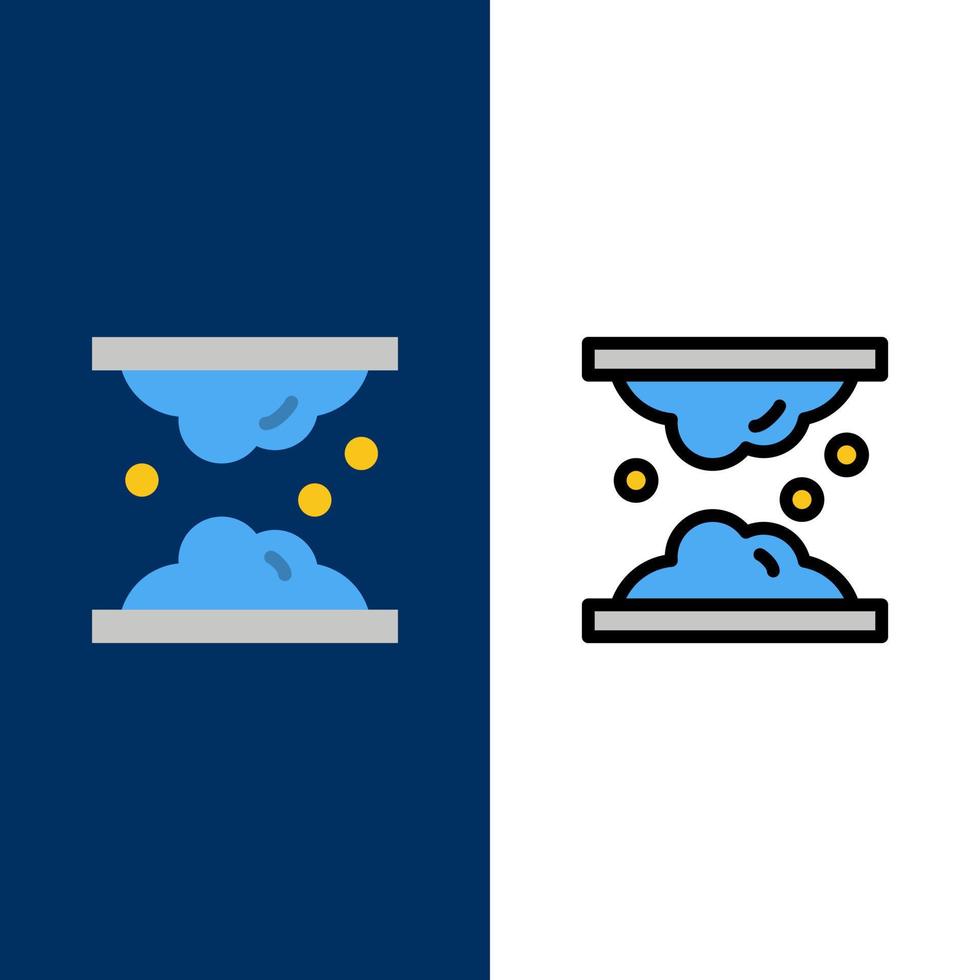 Cholesterin Dermatologie Lipid Haut Hautpflege Haut Symbole flach und Linie gefüllt Icon Set Vektor blauen Hintergrund