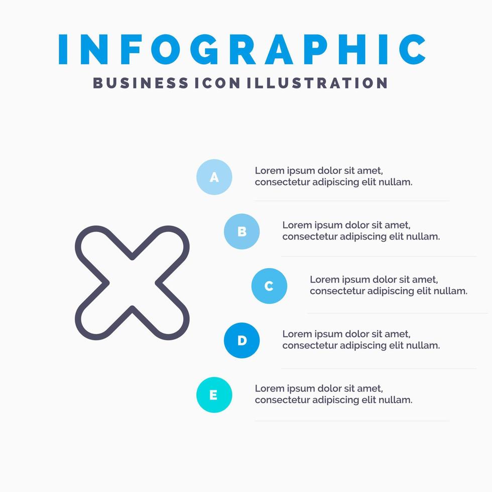 löschen abbrechen schließen kreuzliniensymbol mit 5 schritten präsentation infografiken hintergrund vektor