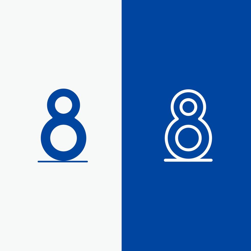 acht 8. 8 Zeile und Glyphe festes Symbol blaues Banner vektor