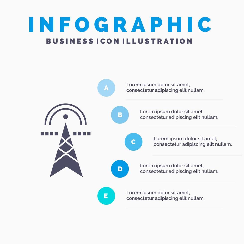 Stromturm Strom Power Tower Datenverarbeitung Infografiken Präsentationsvorlage Präsentation in 5 Schritten vektor