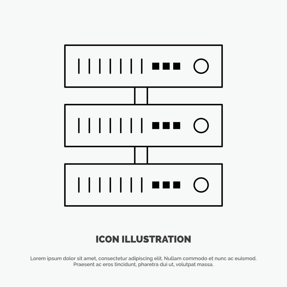 datoranvändning data lagring nätverk vektor linje ikon