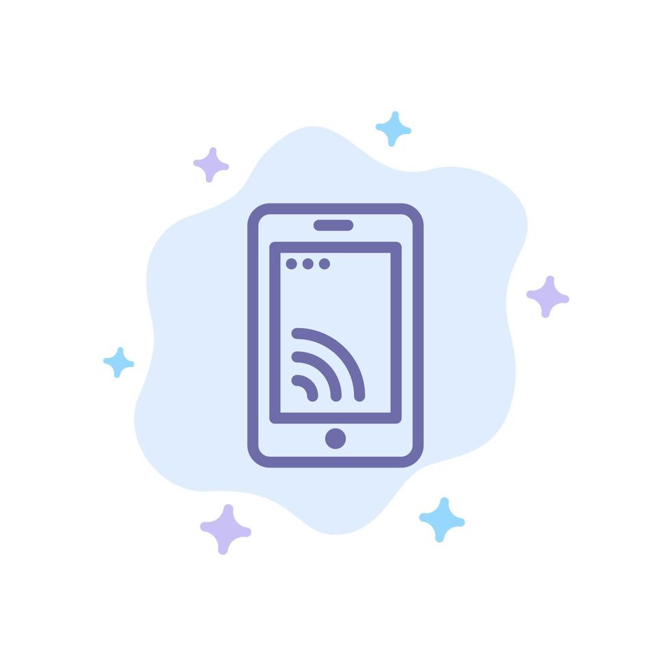 mobil cell wiFi service blå ikon på abstrakt moln bakgrund vektor