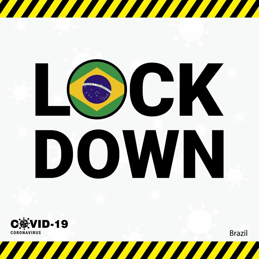 coronavirus Brasilien låsa ner typografi med Land flagga coronavirus pandemi låsa ner design vektor