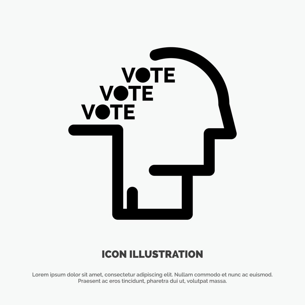 Stimmzettel Wahl Umfrage Referendum Rede solider Glyphen-Symbolvektor vektor