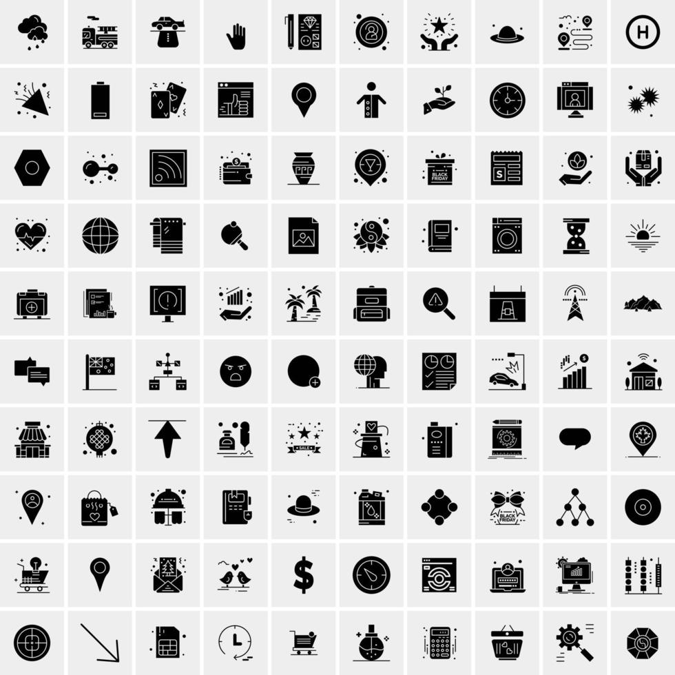 uppsättning av 100 företag fast glyf ikoner vektor