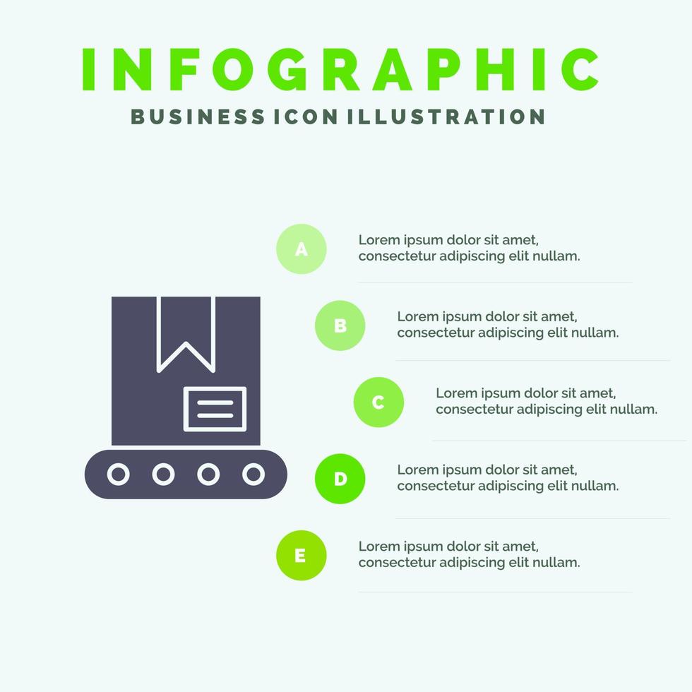 Bulldozer Baukran solide Symbol Infografiken 5 Schritte Präsentationshintergrund vektor