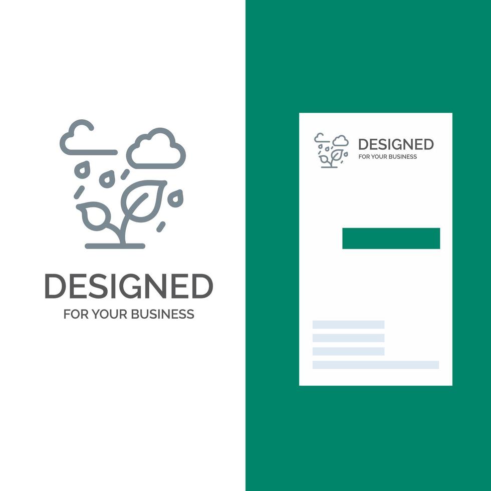 grüne bäume wolkenblatt graues logodesign und visitenkartenvorlage vektor