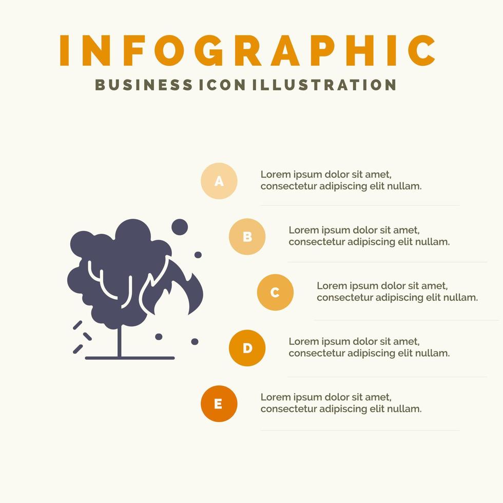 energie umwelt umweltverschmutzung solide symbol infografiken 5 schritte präsentationshintergrund vektor