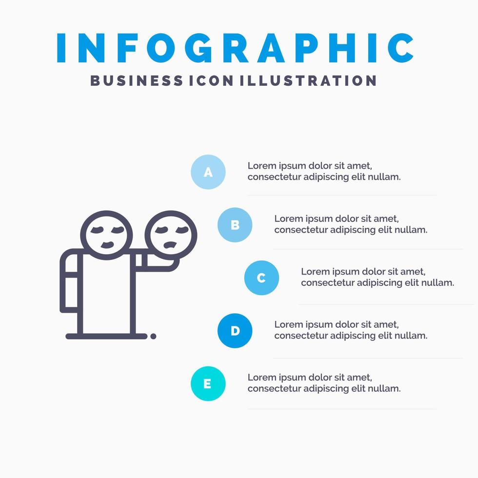 man hand emojis sjukvård linje ikon med 5 steg presentation infographics bakgrund vektor