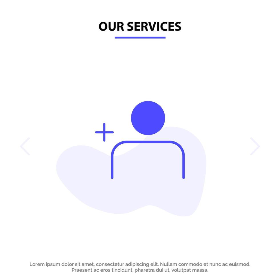 unsere dienste entdecken menschen instagram setzt solide glyph icon web card template vektor