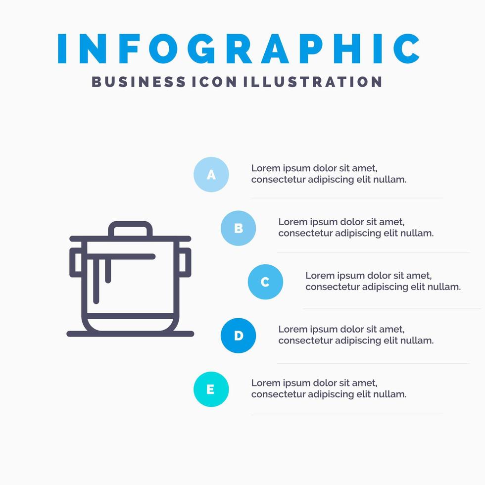 spis kök ris laga mat blå infographics mall 5 steg vektor linje ikon mall