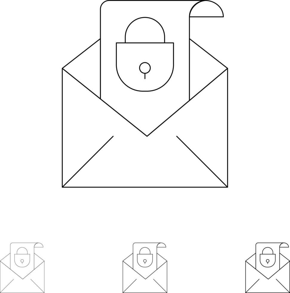 E-Mail-Sicherheitssymbol für fette und dünne schwarze Linien vektor