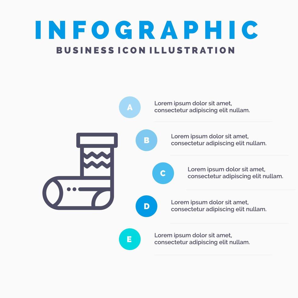 firande jul fest gåva linje ikon med 5 steg presentation infographics bakgrund vektor