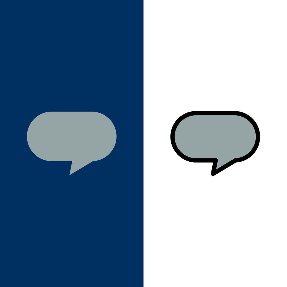 Twitter-Chat-Chat-Icons flach und Linie gefüllt Icon Set Vektor blauen Hintergrund