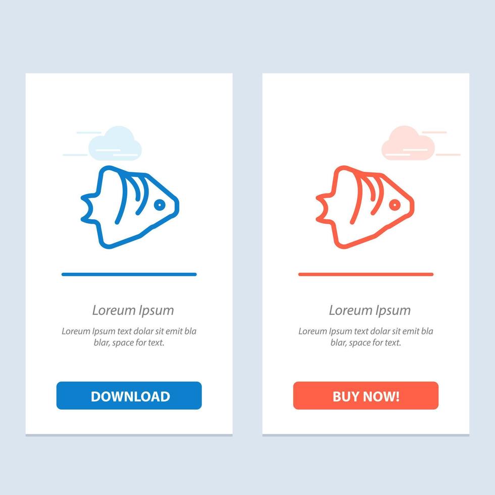 Fischkorallen Ozean Schulbanner blau und rot Jetzt herunterladen und kaufen Web-Widget-Kartenvorlage vektor
