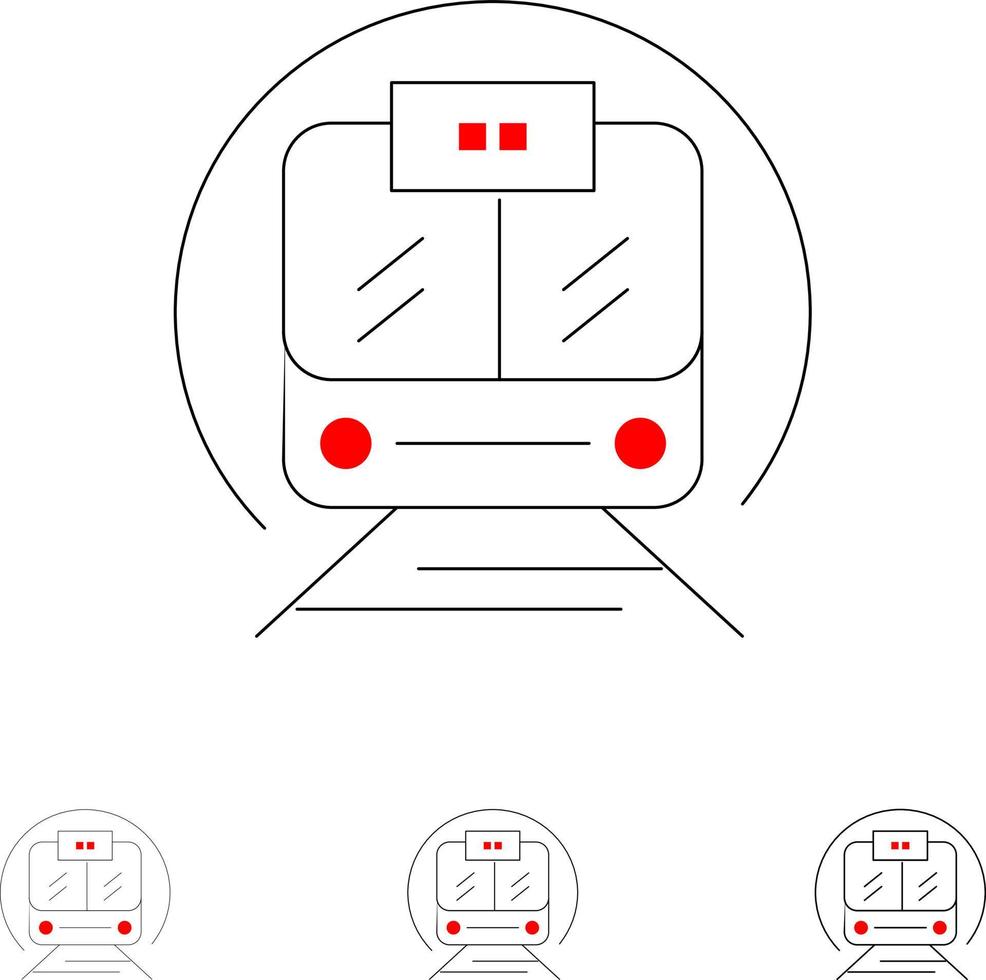 hastighet tåg transport tåg offentlig djärv och tunn svart linje ikon uppsättning vektor