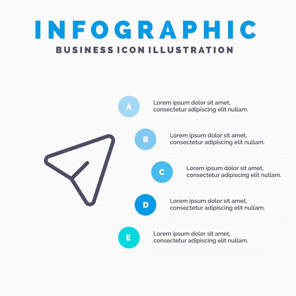 pil stift mus dator linje ikon med 5 steg presentation infographics bakgrund vektor