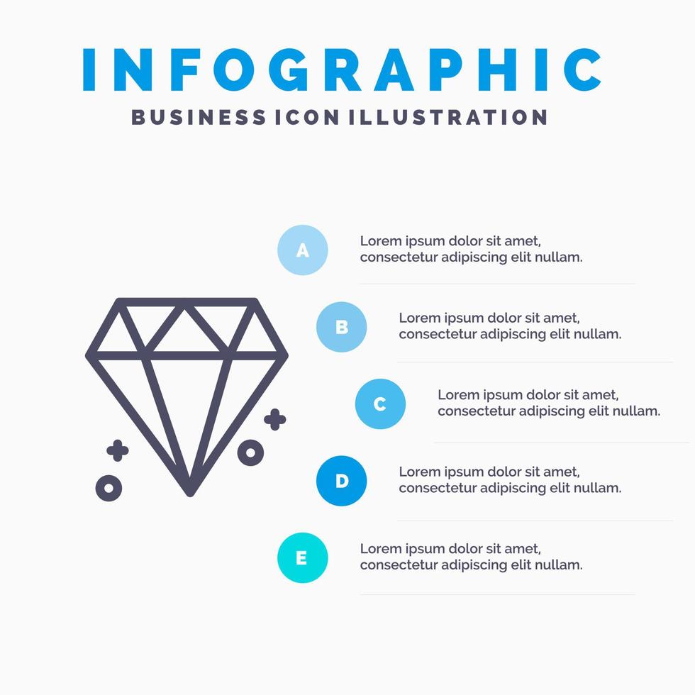 Diamond Canada Juwel Liniensymbol mit 5 Schritten Präsentation Infografiken Hintergrund vektor