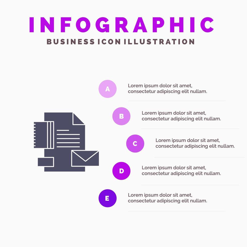 branding varumärke företag företag identitet fast ikon infographics 5 steg presentation bakgrund vektor