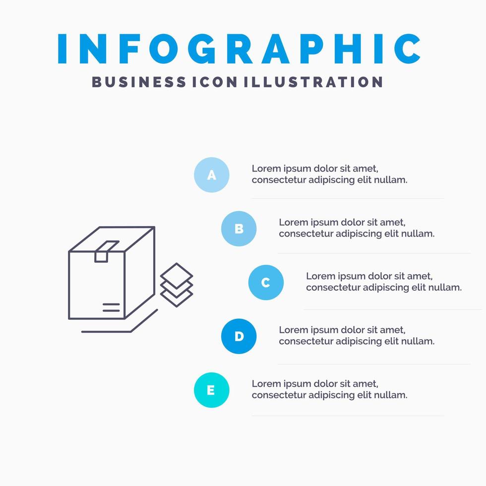 Box Überraschung Verpackungsbündel Liniensymbol mit 5 Schritten Präsentation Infografiken Hintergrund vektor