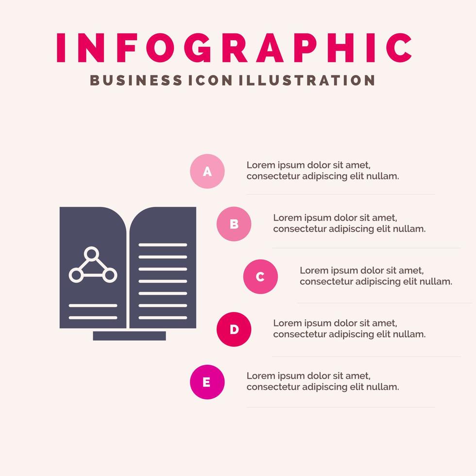 medicinsk testa Rapportera bok fast ikon infographics 5 steg presentation bakgrund vektor