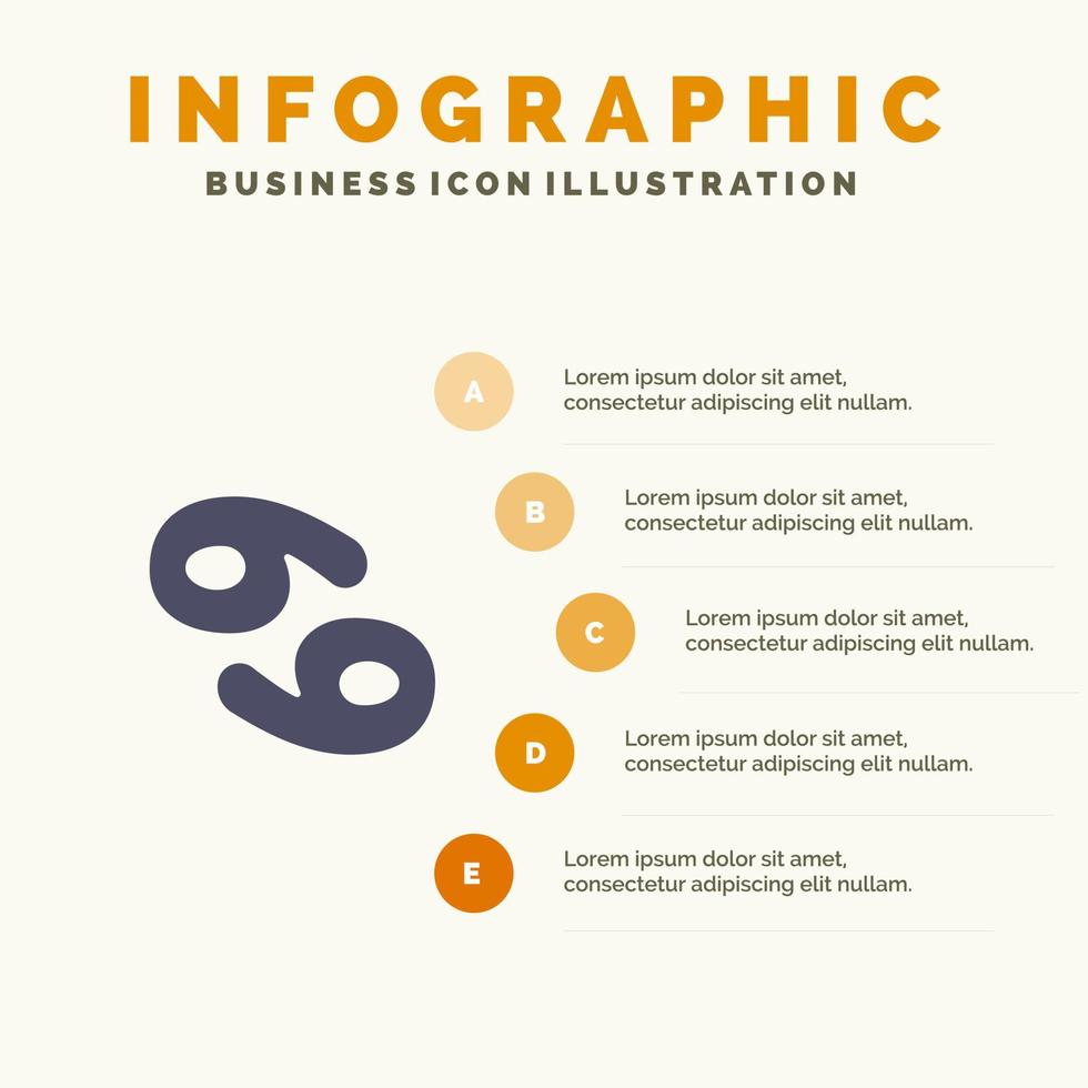 astrologi cancer zodiaken grekland fast ikon infographics 5 steg presentation bakgrund vektor