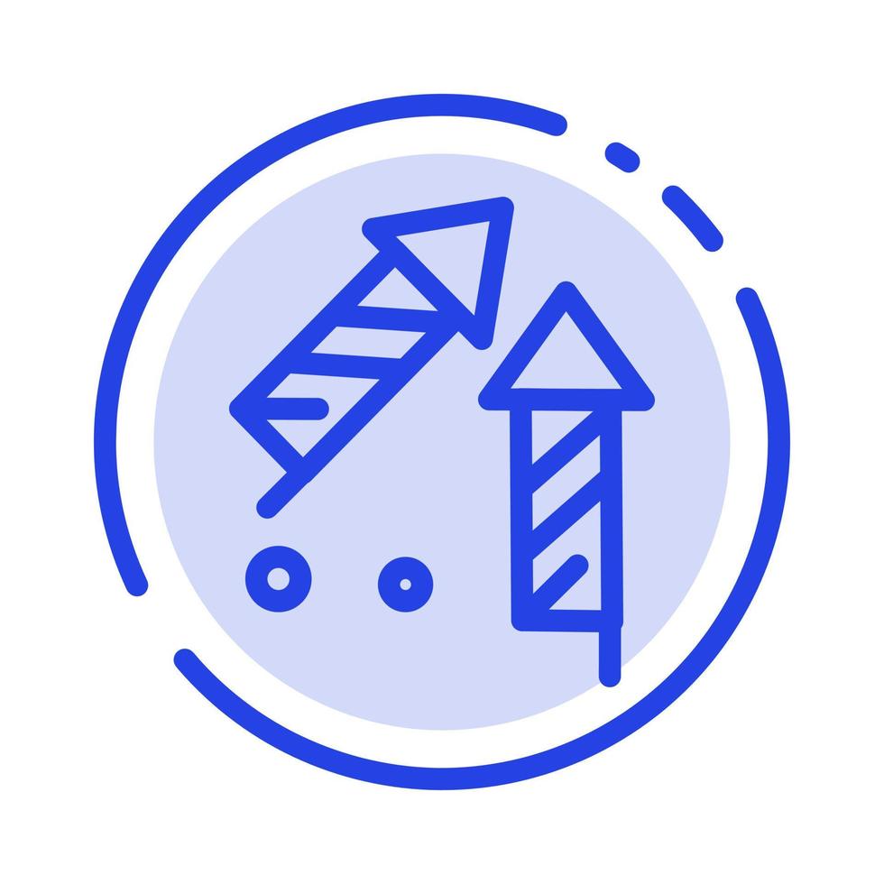fyrverkeri Kina kinesisk smällare blå prickad linje linje ikon vektor