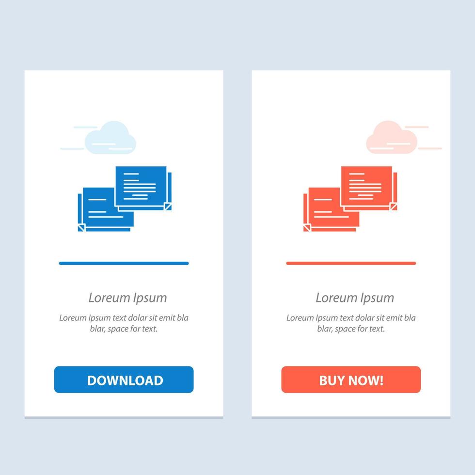 Chat-Blasen-Nachrichten-Popup blau und rot Laden Sie die Kartenvorlage für Web-Widgets jetzt herunter und kaufen Sie sie vektor