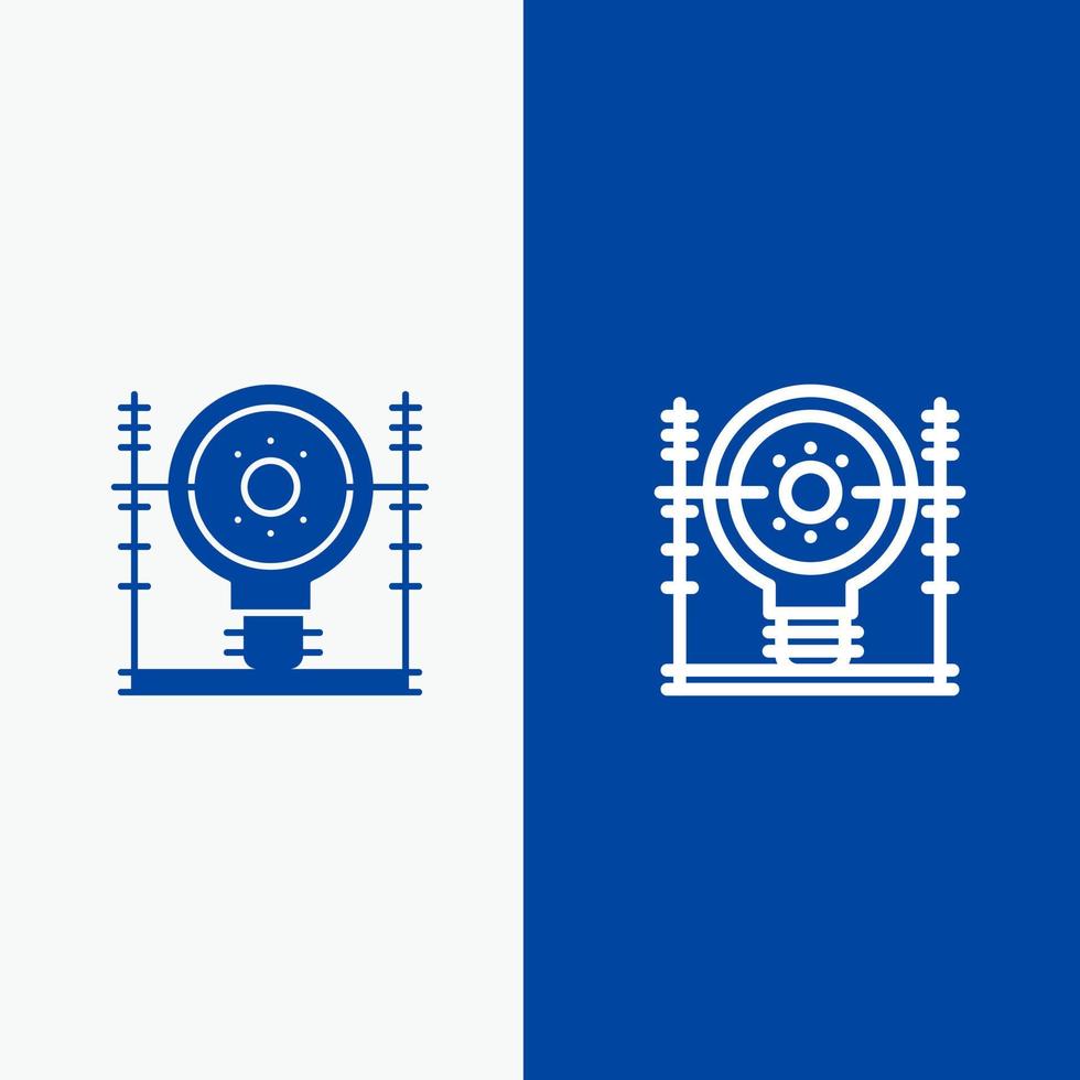 Definieren Sie die Stromleitung für die Energietechnik und das Glyphen-Vollsymbol blaues Banner Linie und das Glyphen-Vollsymbol blaues Banner vektor